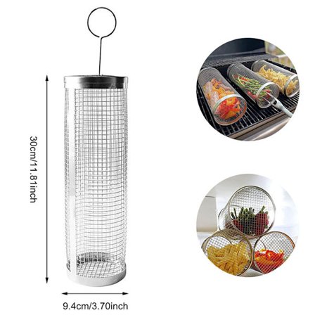 Utomhus rostfritt stål BBQ-korg Cylindergrillkorg