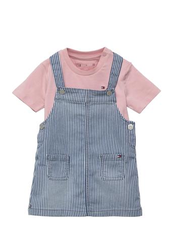 Baby Dungaree Set Sets Sets With Short-sleeved T-shirt Multi/mønstret Tommy Hilfiger