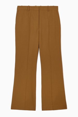 COS Women's Regular Flared Wool Trousers in Brown