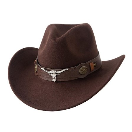 Cowboyhat til børn, passer både drenge og piger, Westernhat i filt, fedora, cowboyhat til piger med bæltespænde (brun).