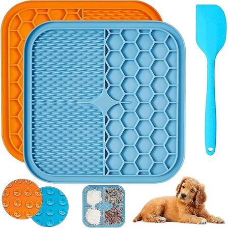 Slickmatta Hund, 2-pack Slickmatta Hund BPA-fri, Med 1 Silikonspatel, Slickmatta Hund Stor Gåva
