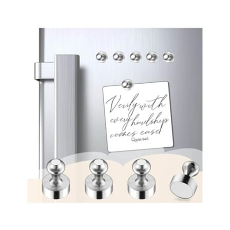 Pakke med 5 neodym kjøleskapsmagneter, magnetiske stifter, 12 x 16 mm, små, runde og sterke magneter, Beijiyi (sølv)