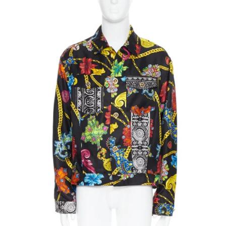 Versace Pre-owned, Pre-owned Silk outerwear Zwart, Dames, Maat:L