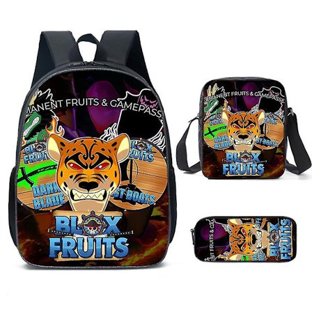 Roblox Blox Fruits Barnryggsäck 3-delad set (ryggsäck + Lunchväska + Pennfodral)