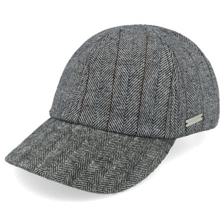 Seeberger - Grå unconstructed Keps - Woolmix Fabric Baseball Black/Grey Dad Cap @ Hatstore