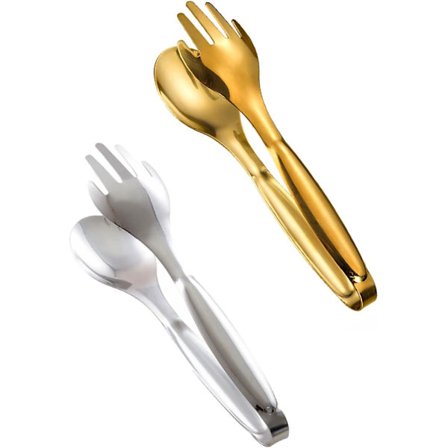 2 stk. Salatserveringstænger i rustfrit stål, gaffel og ske op, ZQKLA