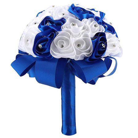 Brude kunstige buket blomster til bryllup dekorationer rekvisitter tilbehør (mørkeblå)