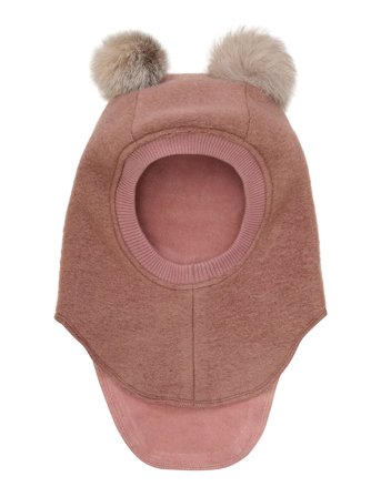 Balaclava Wool Alpaca Pompoms Pink Huttelihut