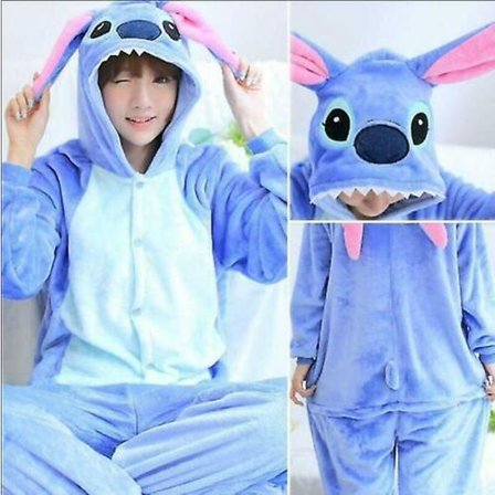 Barn Blue Stitch Tegneserie Dyr Pyjamas Nattøy Fest Cosplay kostyme dress V 3-4 år