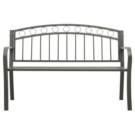 Vidaxl Trädgårdsbänk 125 Cm Stål Grå Grå