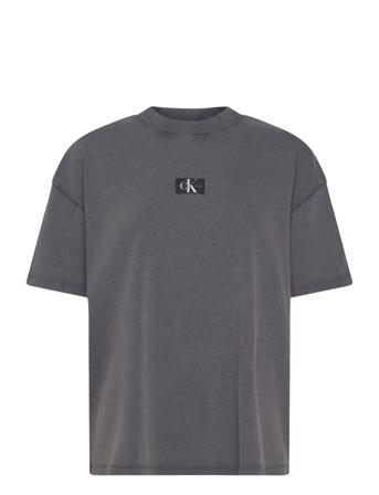 Washed Rib Label Boyfriend Tee Tops T-shirts & Tops Short-sleeved Grey Calvin Klein Jeans