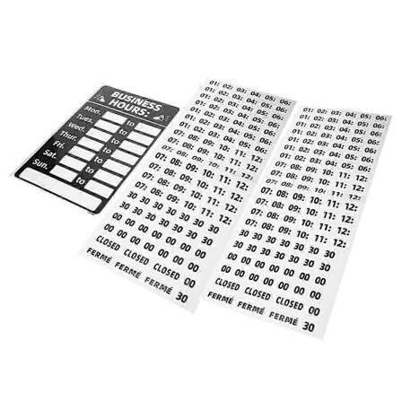 Skilt til virksomhedsdør med åbningstider, hvidt, 30,50X20,30X0,10CM, sletbart, 1 sæt[D]