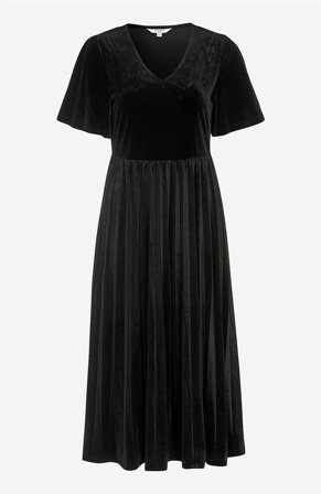 Cellbes of Sweden - Plisseret fløjlskjole i sort til damer i størrelse 34/36