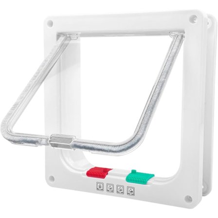 Kattlucka, Inomhus Hundluckor, Glidande Fönsterlucka för Katt, 4-vägs Magnetiska Kattluckor, Kattgrind, för Husdjur, Vit