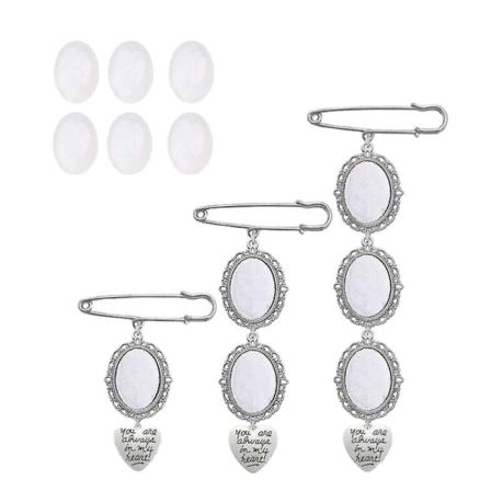 Bryllupsbuket Foto Charm Diy Pin Broche Making Kit Lacy Frame Charm Oval billedramme med vedhæng til feriehjerte A