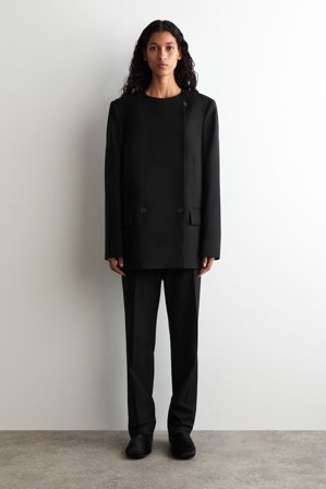 COS Homme Pantalon Slim En Laine Mélangée in Noir