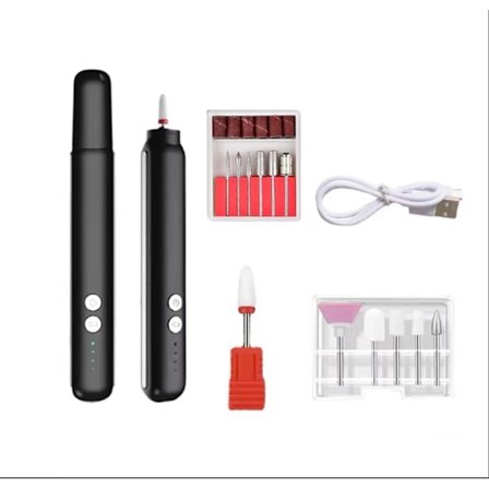 Svart elektrisk neglefil, profesjonell neglefil slipemaskin, bærbar