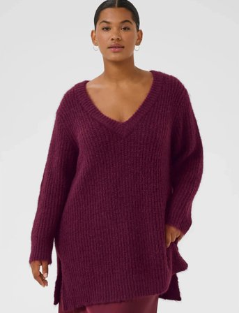 Kaffe Curve Kcania Pullover - Burgundy - S