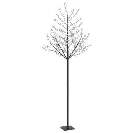 Vidaxl Plastgran 600 Led Körsbärsblommor Varmvitt Ljus 300 Cm Svart