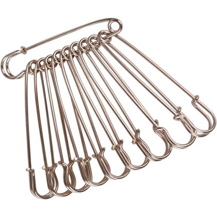 Kraftige, store sikkerhedsnåle i stål, 50 stk. pr. pakke. Velegnet til tæpper, tøj, nederdele, kilte og håndarbejde (sølv).