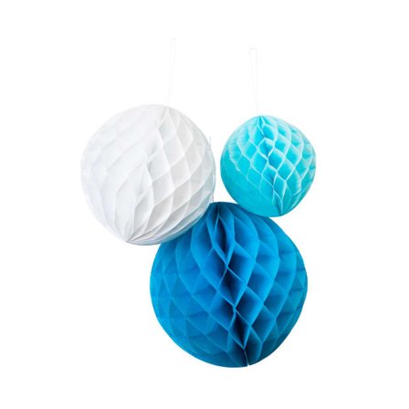 Design House 95 Honeycomb 3st blå/vit Partytillbehör Blå ONESIZE