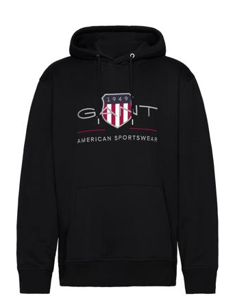 Reg Archive Shield Hoodie Tops Sweatshirts & Hoodies Hoodies Black GANT