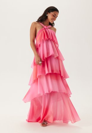 VERO MODA - Vmfelicia Sl Ruffle Maxi Dress - Cherry Blossom AOP:TIE DYE AOP - Kläder - - Bubbleroom