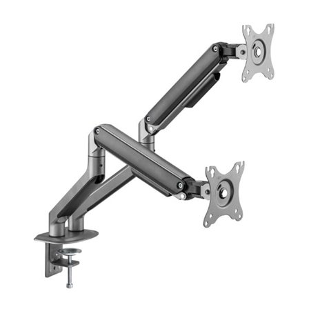Justerbart skrivbordsfäste för 2 skärmar med gasfjädrar, max 32"