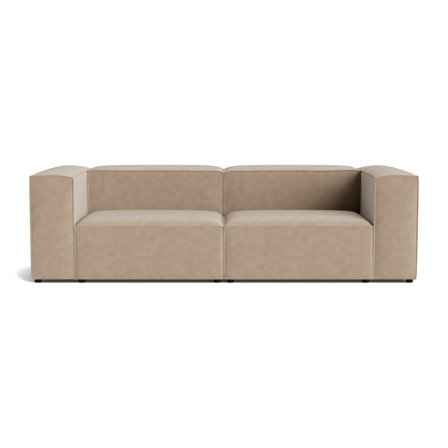 Lissabon XL 2 personers sofa - Rebel Mørk Beige - 260x100x70cm - Ekstrabred 2 personers sofa til stuen - Behagelig & Pladsbesparende