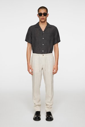 J.Lindeberg - Soren Drape Linen Pants - Grey - Man - 50
