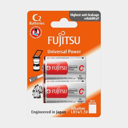 C / LR14-batterier Fujitsu Universal Power 1.5V, alkalisk (LR), 2-pack