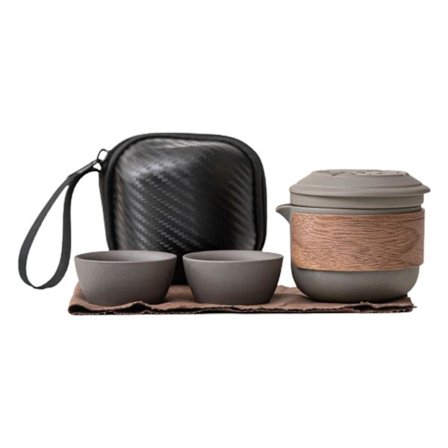 1 sett reisesett for te - tekanne med matkvalitet, høy temperaturbestandig, liten tut, tykke keramiske tekopper, bærbart reisedrikkeutstyr Tianyuhe