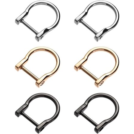 6 Metall D-ringar - Ryggsäcksspänne - Spänne med Löstagbara Skruvar