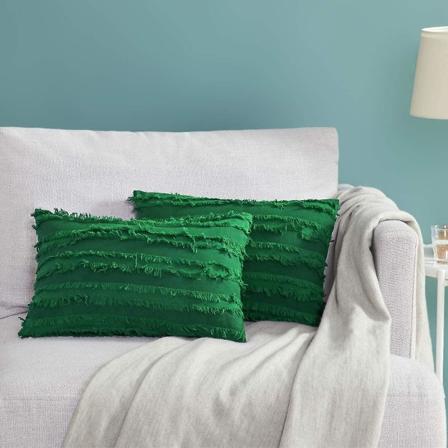 Sæt af 2 Bløde Plys Kunstig Uld Pudebetræk, Hyggelige Dekorative Firkantede Rektangulære Boho Pudebetræk til Sofa Seng Soveværelse Hvid 30x50cm