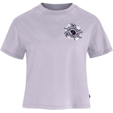 Fjällräven Women's Fjällblomster Logo T-Shirt in Lavender Mist | Size: Large, Organic Cotton