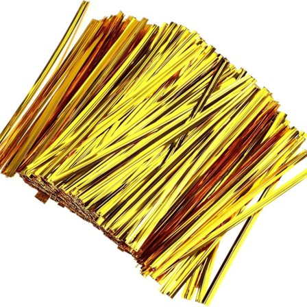 Aluminium Golden Chocolate Twisters Ribbon Ties, Metallic Twist Ties C