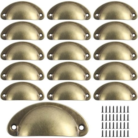 16 stk. kopskaller, vintage skuffetræk, køkkenskabslågehåndtag og knopper - bronzetrådtrækning