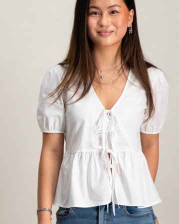 RYVLS Bow SS Blouse Vit Toppar/Blusar Tjej - Kids Brand Store