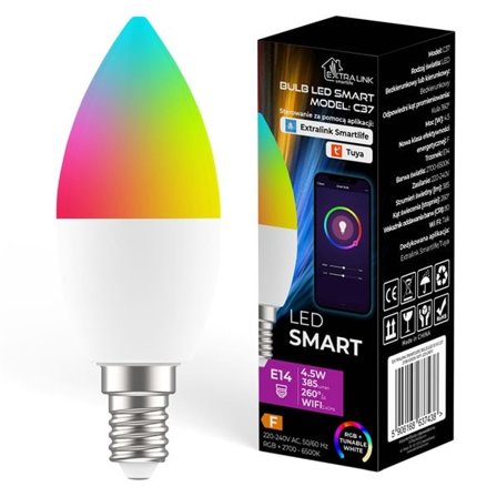 Extralink Smart Life LED-lamppu E14 C37 - RGB - WiFi - 2700-6500K - 5W - 5W