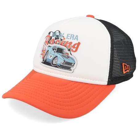 New Era - Hvid trucker Kasket - Kids Child Ne Race White/Black/Orange Trucker @ Hatstore