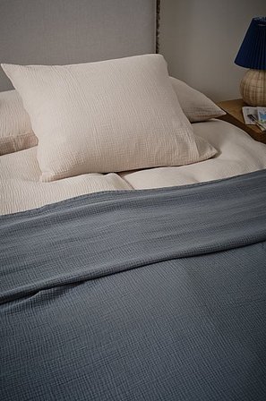 Jotex - Tagesdecke Aus Musselin Graublau - AMILIA - Kaufe Tagesdecken bei Jotex