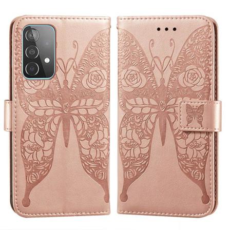 Samsung Galaxy A52 / A52s - Fjäril Textur Fodral - Roséguld Roséguld