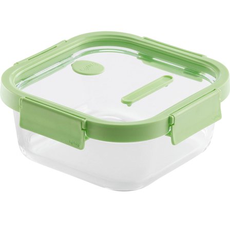 Lékué Kvadratisk madkasse 1100 ml, glas/grøn - Glas, grøn | KitchenOne
