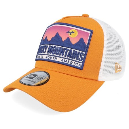 New Era - Orange trucker Keps - Location Patch Orange/White A-Frame Trucker @ Hatstore
