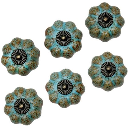 Sæt med 10 keramiske knopper, skuffetræk, skabshåndtag, keramiske knopper, retro og elegante knopper i form af et græskar -FA7-