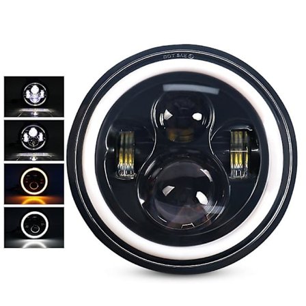 7 tommers LED-frontlys + 4,5 tommers tåkelys med 7" brakettmonteringsring for Harley Touring Electra Glide Road King Street Glide