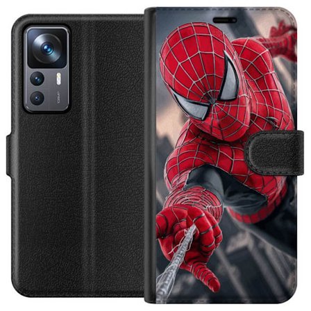 Kompatibelt Plånboksfodral till Xiaomi Xiaomi 12T Dynamisk Spider-Man-illustration i actionperspektiv, superhjältetema med rörelseekonomi och käns