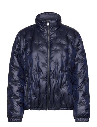 Logo Quilted Funnelneck Down Coat Vuorillinen Takki Topattu Takki Navy Lauren Ralph Lauren