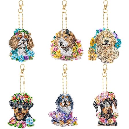 Stykker Nøglering Diamantmaleri Hunde DIY 5D Diamantkunst Pa DXGHC