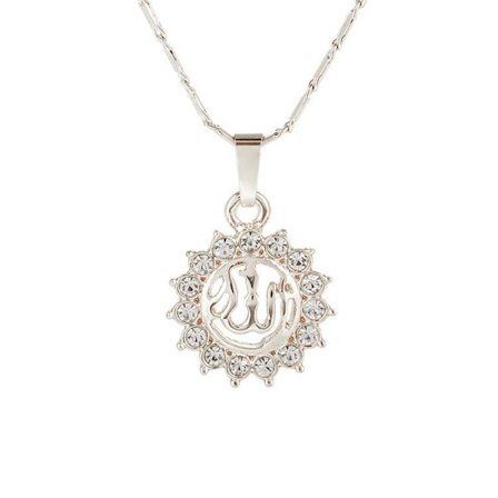 18k gold plated chain Allah muslim with crystal diamond sun